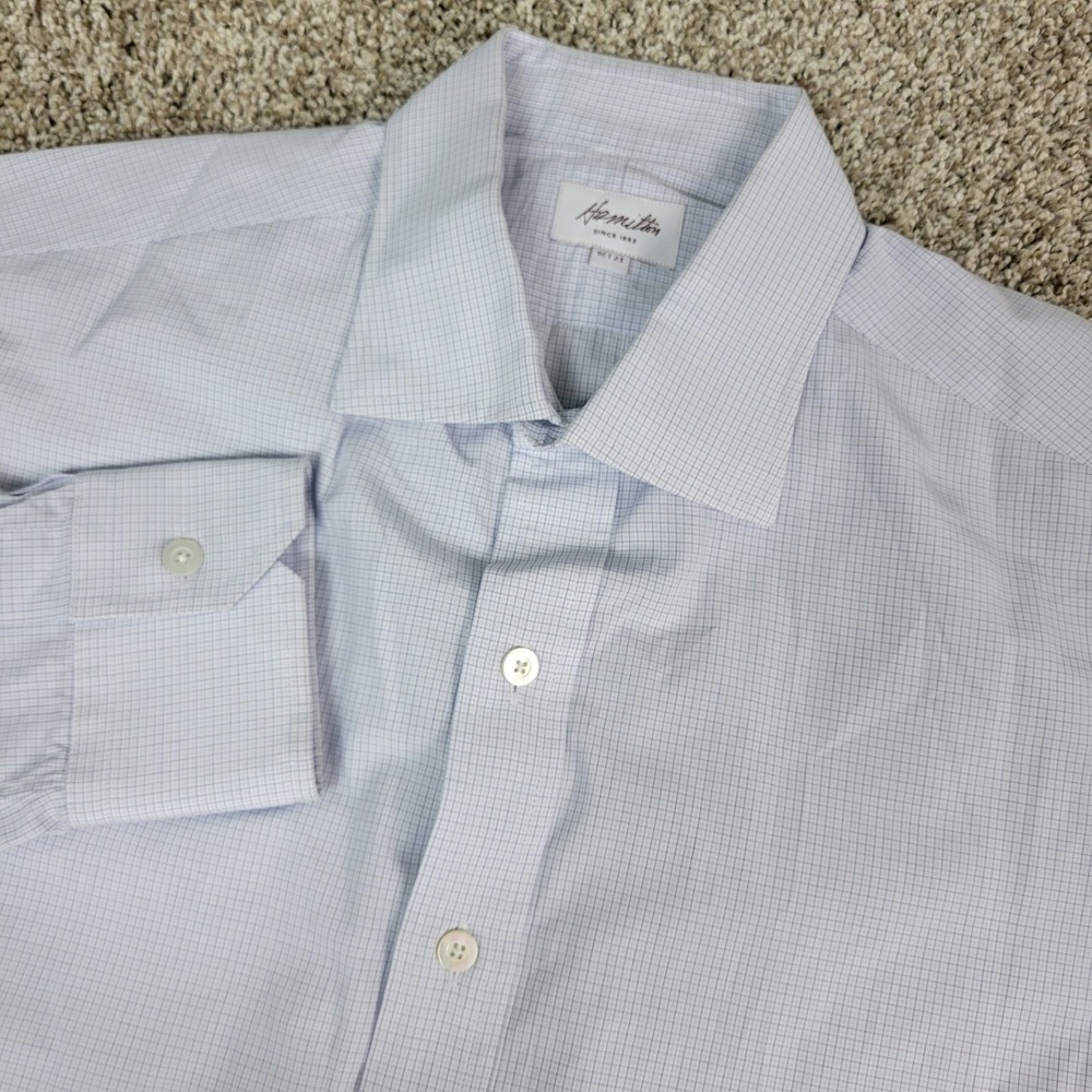 Hamilton Mens XL White Check Button Up Long Sleeve